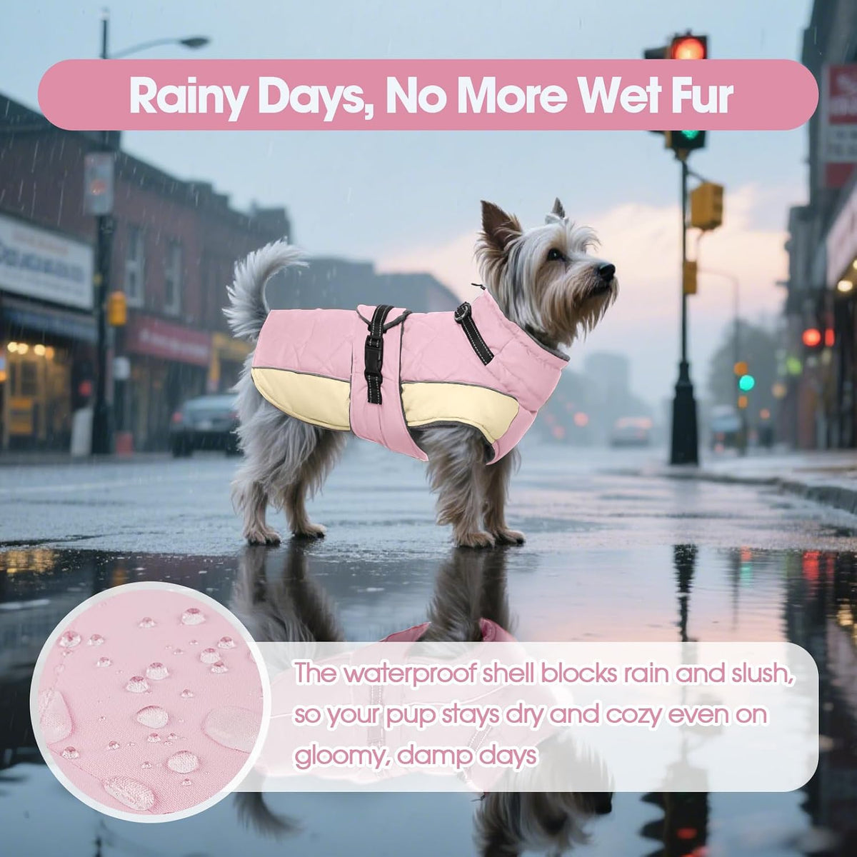 QBLEEV Warm Dog Jacket, Waterproof Dog Winter Coat with Harness – Essentials for Dogs - Pink / Medium - image 4