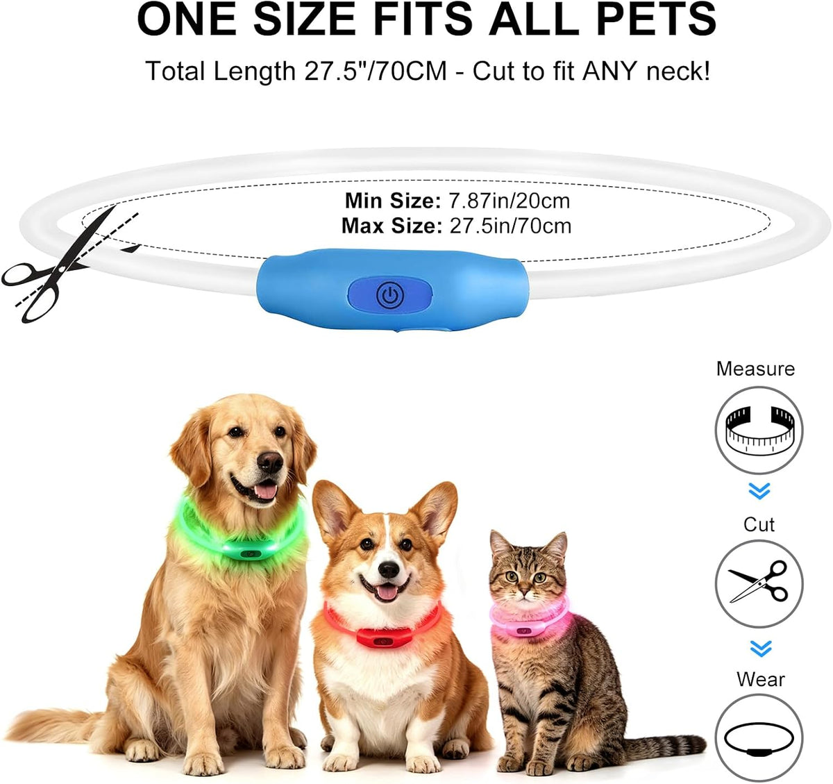 2-Pack LED Dog Collar, Light Up Dog Collars - Green&Blue - image 4