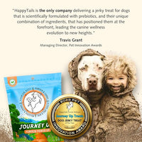 HappyTails Journey Up, Pumpkin Power Up Jerky Treats for Dogs with Beef, Pumpkin & Carrots-Made in USA-Prebiotics for Gut & Immune Health, Omega 3 & 6 for Skin & Coat, Small-Large Dogs, 6 oz.