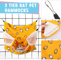 Abbylike 9 Pieces Rat Hammock 3 Tier Guinea Pig Ferret Hammocks Small - Yellow, Grey, Blue / Bear - image 4