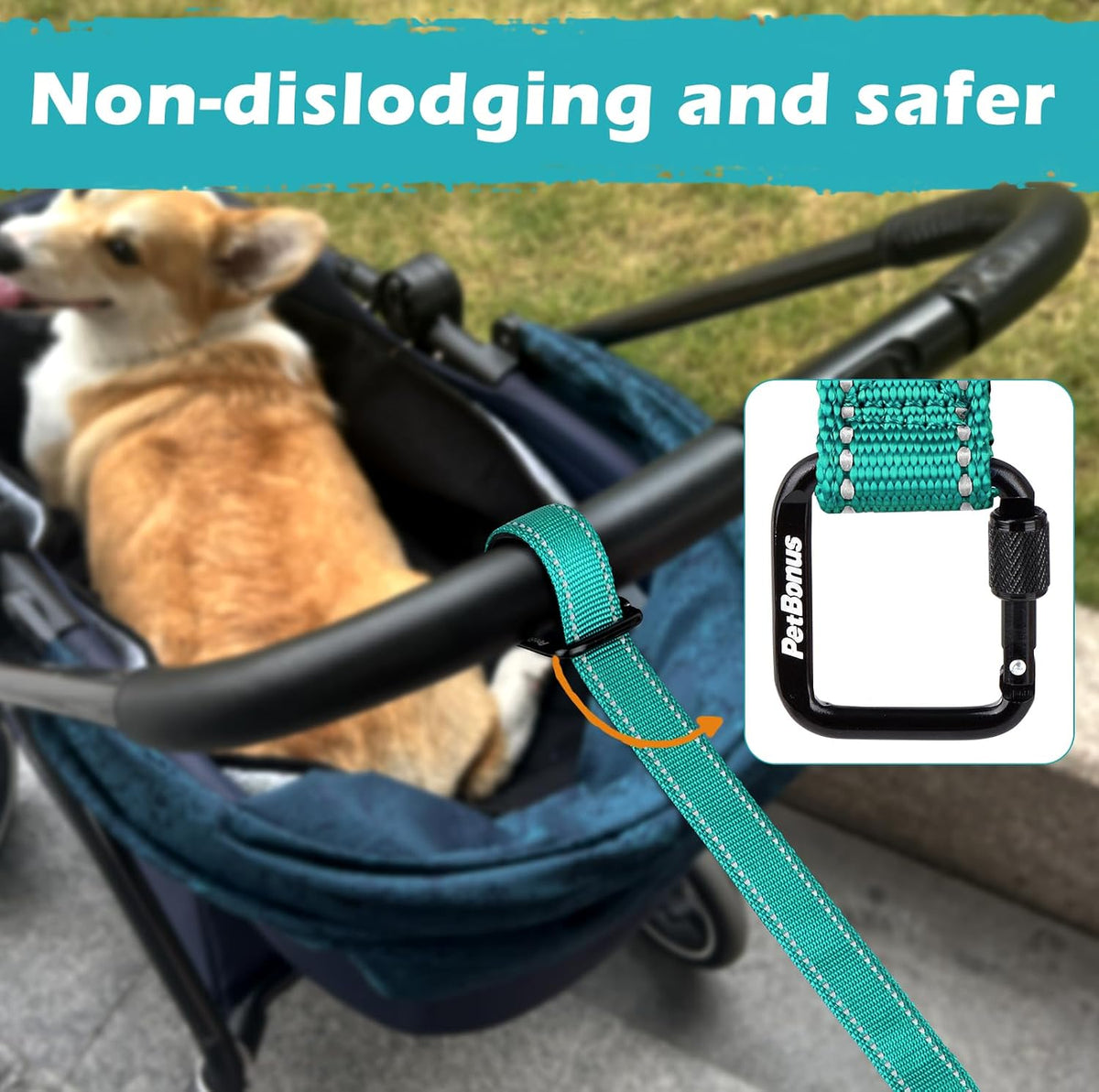 PetBonus Dog Leash Wrist Strap with Lockable Clip for Dog Retractable - Turquoise / 1 Pack - image 2
