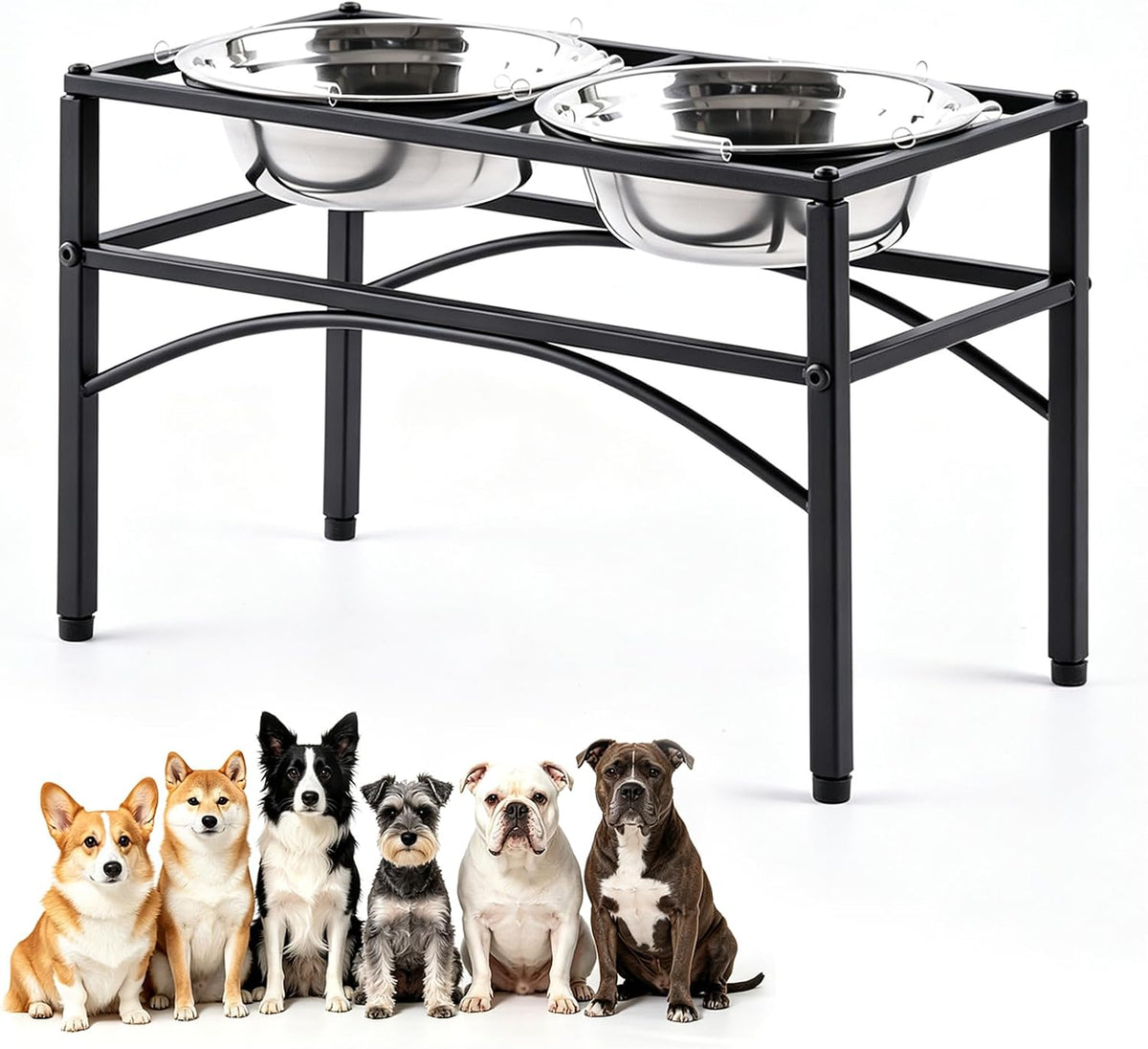 Elevated Dog Bowls Raised Pet Feeder Cat Food Water Diner Stand Set – Essentials for Dogs - M/10.7" Height