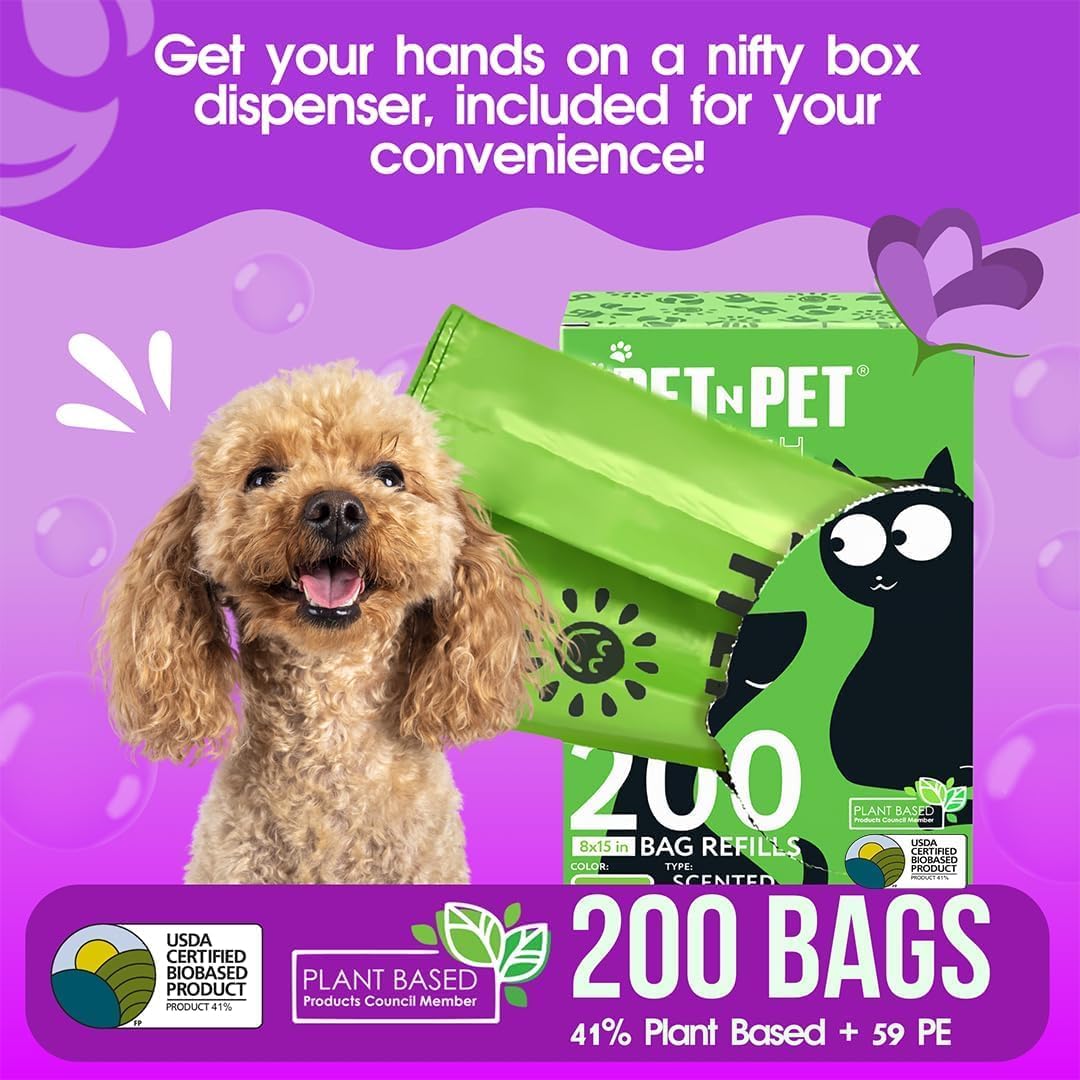 Pet N Pet Poop Bags for Dogs, Unscented, Tie Handles Thick - 200 Count (Pack of 1) / 200 Scented with Handle - image 3