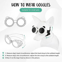 Lesypet Dog Sunglasses Small Breed, Dog Goggles for Small Dogs Eye Protection Windproof Doggie Glasses for Outdoor Driving Hiking UV Protection, White