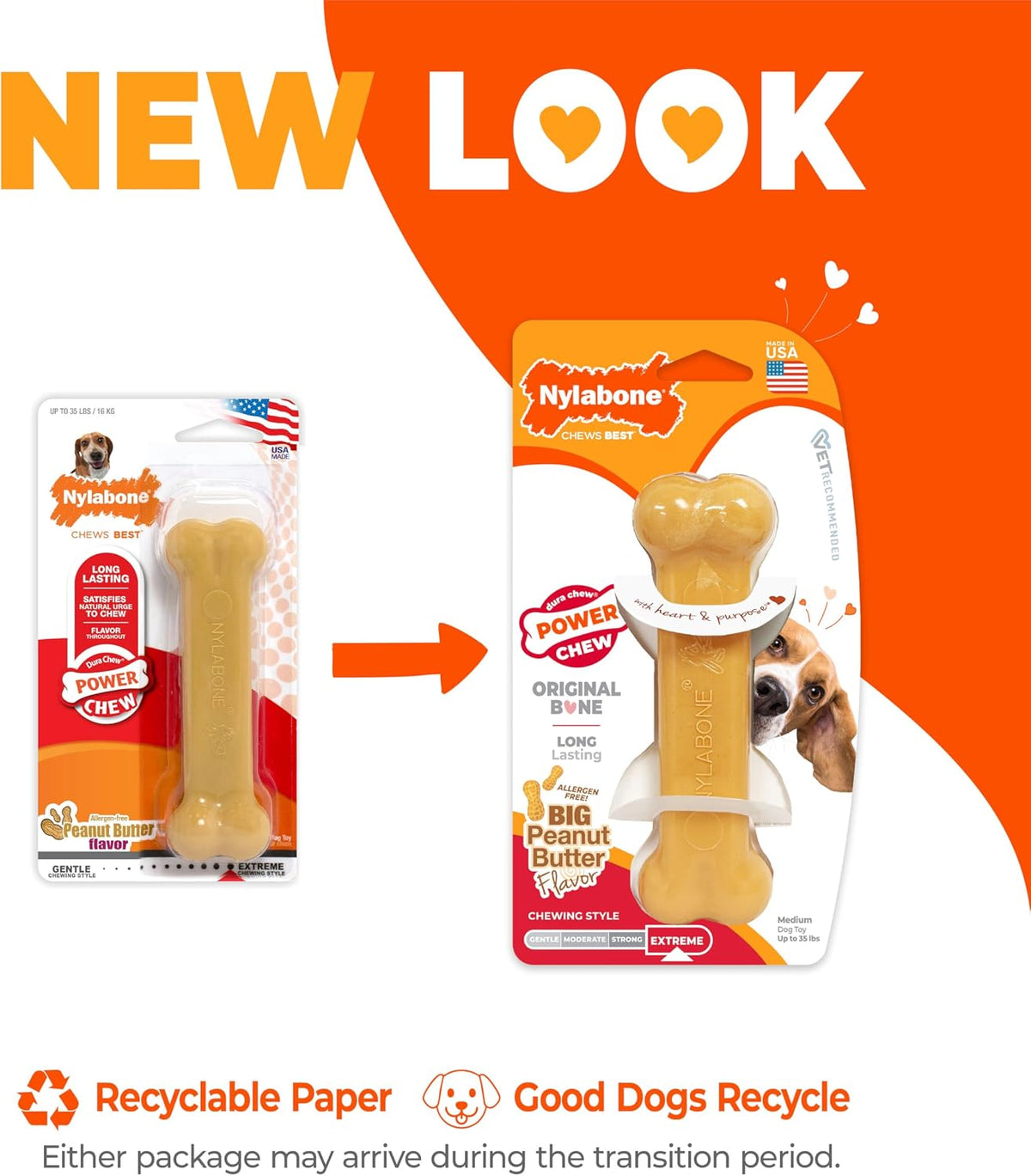 Nylabone Power Chew Original Bone Dog Chew Toys - Peanut Butter / Medium - image 3