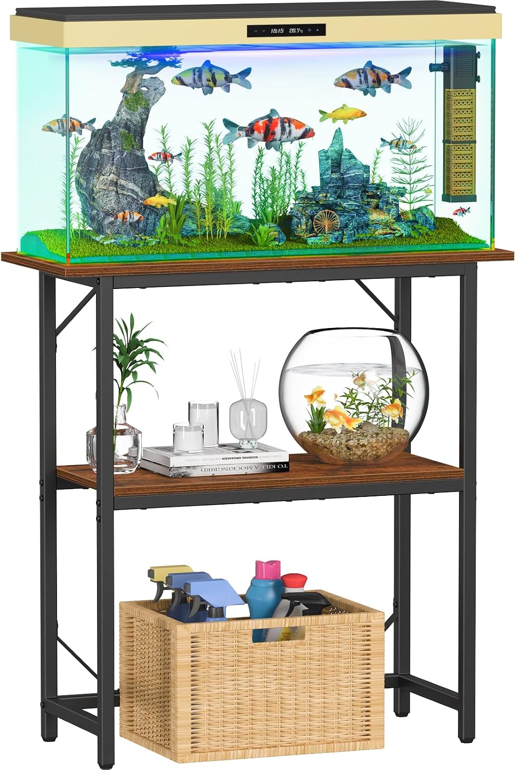 Snughome 10-20 Gallon Fish Tank Stand - Rustic Brown / 30 Gal-2 Tier