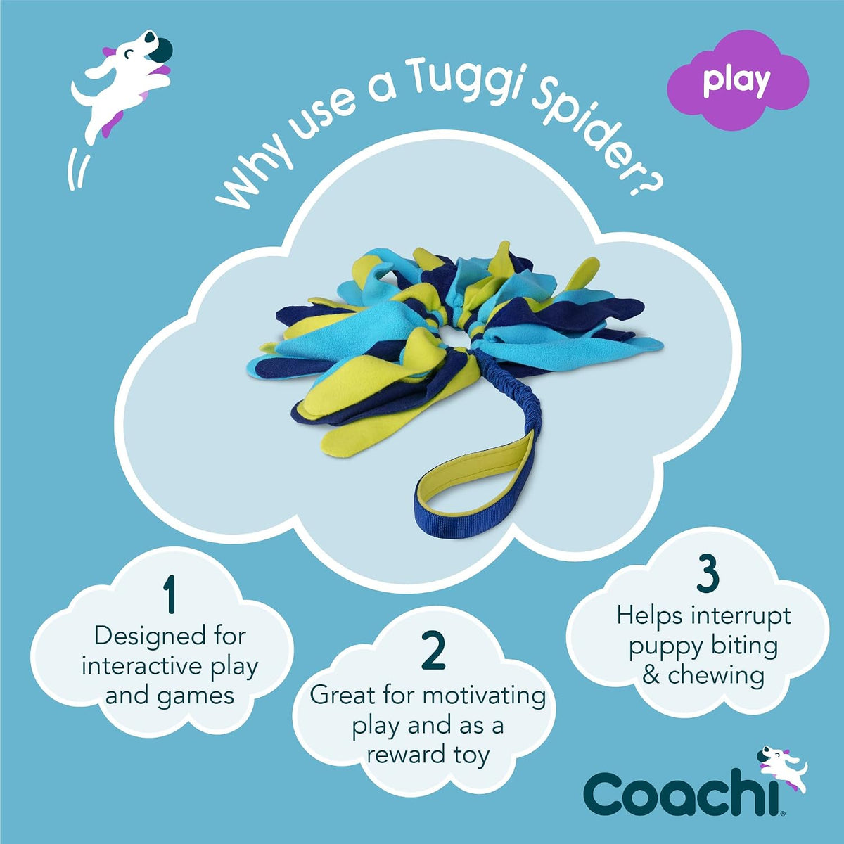 Coachi Tuggi Tug, Interactive Dog Toy for Tug of War & Play - Tuggi Spider - image 2