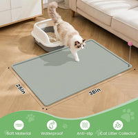 Silicone Cat Litter Mat with Toy, Waterproof - Light green - image 4