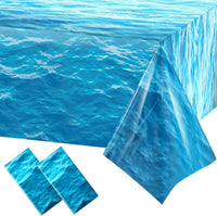 Irenare 2 Pieces Ocean Plastic Tablecloth 54 x 108 Inch Blue – Fun for Kids & Family - 2 / 54 x 108 Inch (Rectangular)