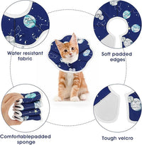 Cobee Soft Cat Cone Collar, Protective Cute Small Cat Recovery Collar Adjustable Fasteners Collars for Kittens Cats E-Collars After Surgery Wound Healing, Fit 6.3"-9" Neck Circumference(Constellation)