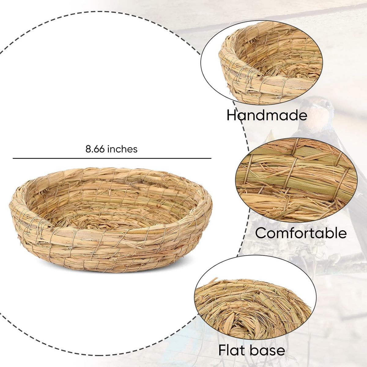 Patelai 4 Pcs Bird Nest Dove Bird House Breeding Nest - 8.66 Inch - image 2