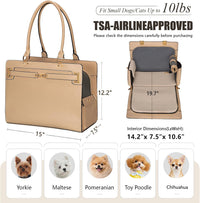 2-in-1 Stylish Dog Purse Carrier Travel Tote Bag for Small Dogs Cats - Khaki / 15" L x 7.5" W x 12.2" H - image 2