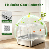 Enclosed Stainless Steel Litter Box - Light Grey XL - image 3