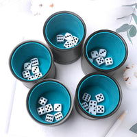 5 Pack PU Leather Dice Cups Felt Lining Quiet Shaker with 30 Dot Dice - Grey - image 3
