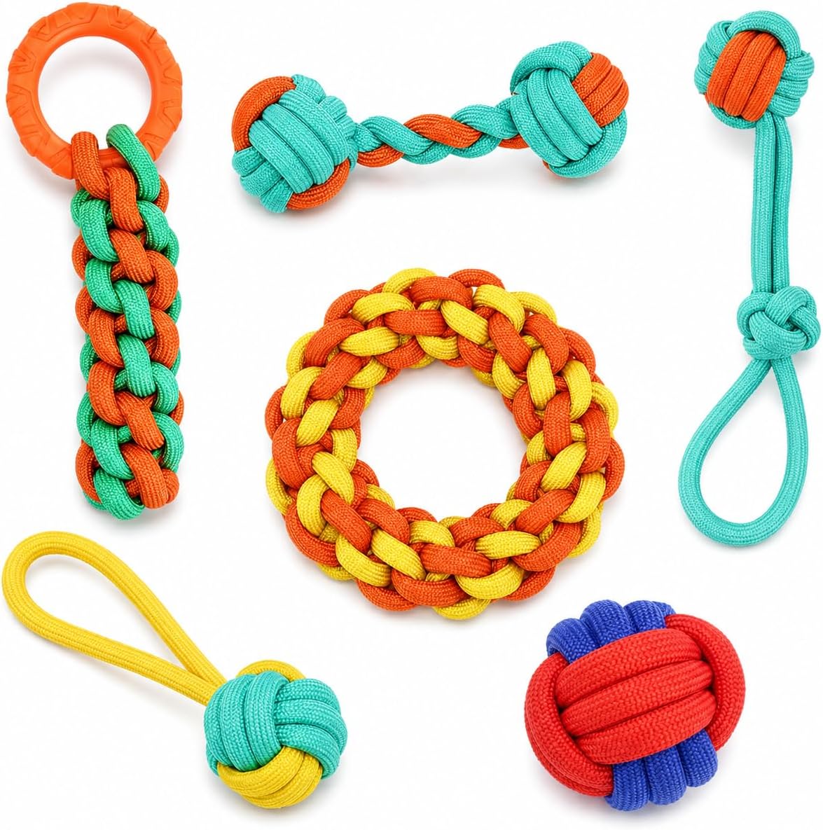 Aitmexcn Large Dog Toys for Aggressive Chewers - 6 Pack Teething-Medium