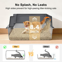 FURTIME Stainless Steel Cat Litter Box - Grey / Small - image 4