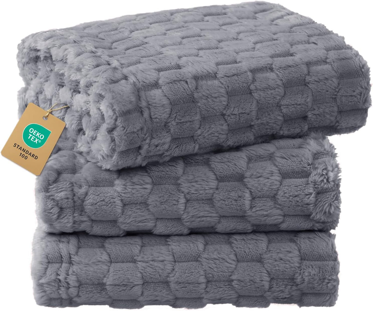 Luciphia 300GSM Fleece Dog Blanket Washable Soft Pcs3-Grey/White/Pink - Pcs3-grey / L(41''x31'')