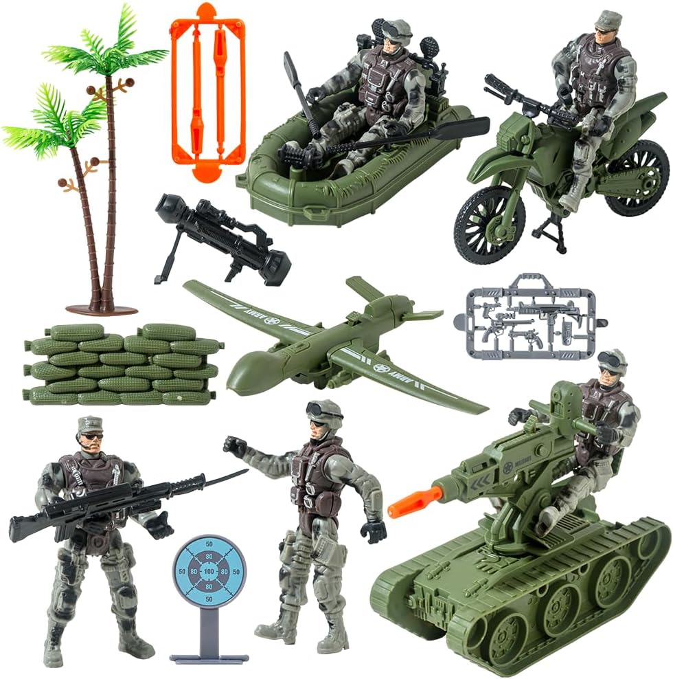 Wbzle army men action figures playset with soldiers, boats, tricycle and quadricycle - view 2
