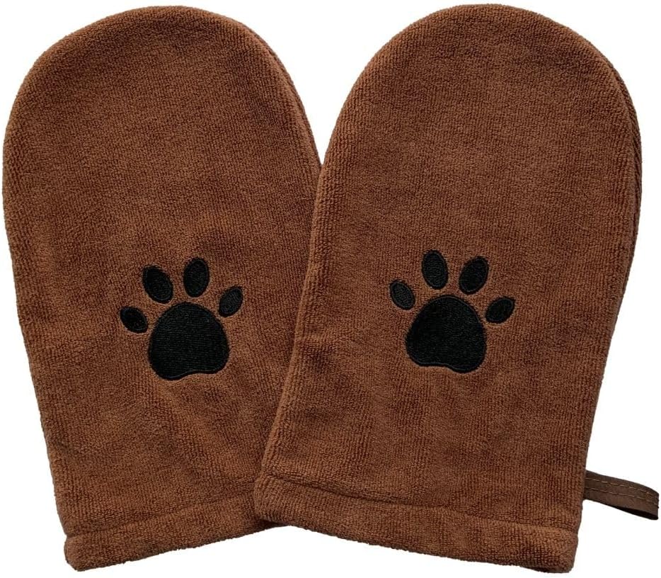 Penny & Niko Microfiber Pet Towel Mitts - Standard - 2 pack / brown