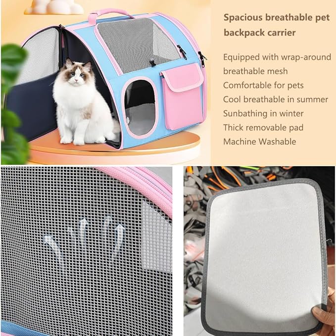 【See-Through Bubble Window】 Pet Carrier Backpack for Cats & Small Dogs | Bubble Backpack with Breathable Mesh | for Travel, Hiking, Camping & Outdoor | Hands-Free Pet Carrier for Animals Up to 15lbs