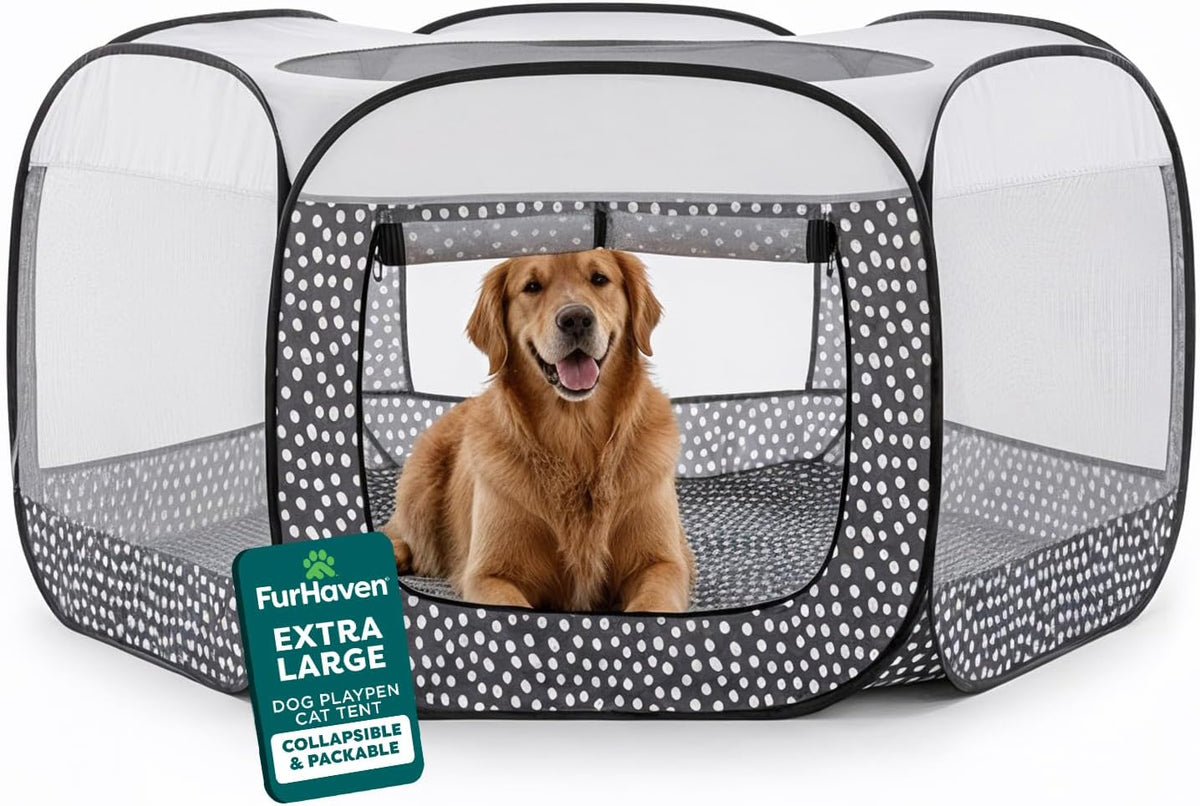 FurHaven Soft-Sided Dog & Cat Playpen - Gray Pebbles / Extra Large
