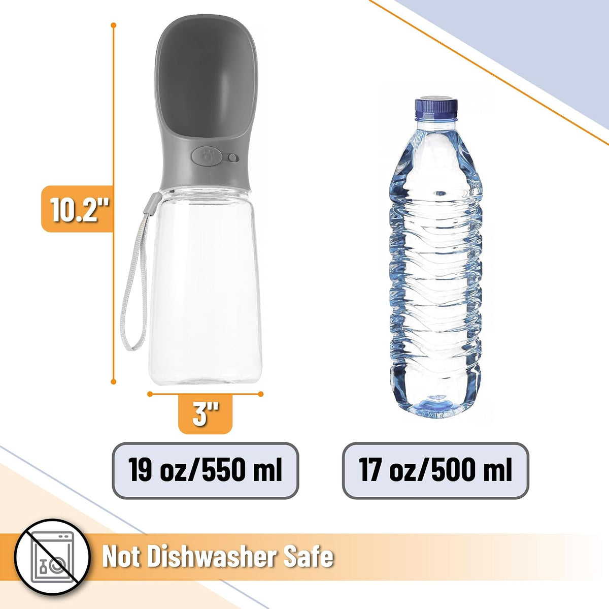 Mr. Pen, Portable Dog Water Bottle - Gray - image 3