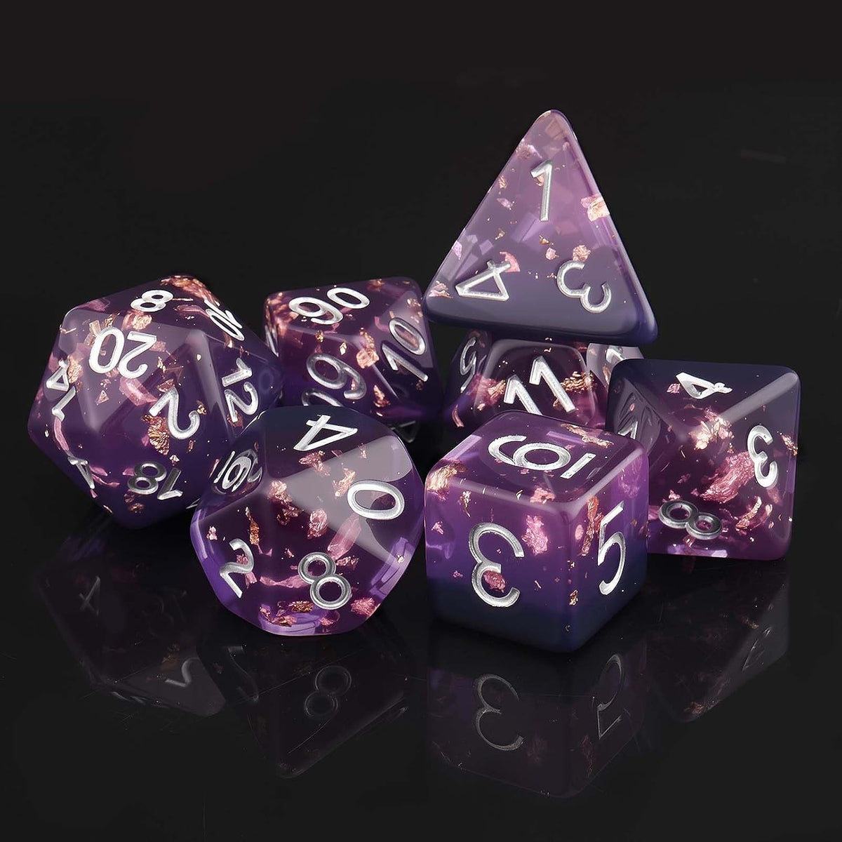 Haxtec Light Green DND Dice Set - Purple Black - image 3