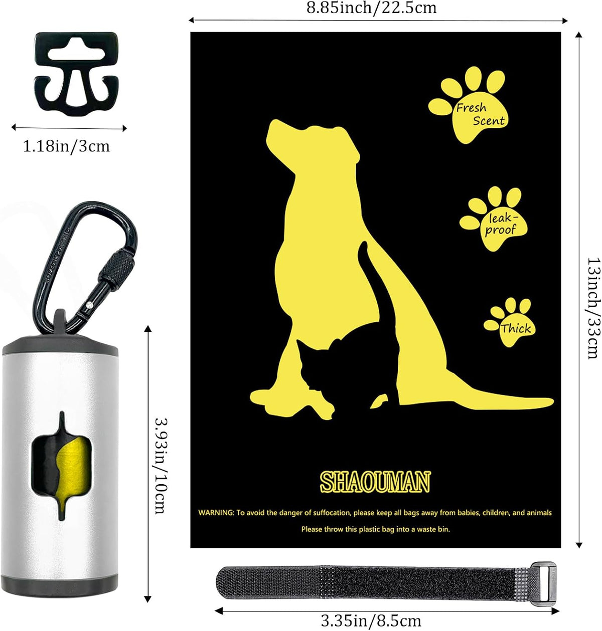 Metal Dog Poop Bag Holder 2-Pack w/Leash Clip - Silver / 2 Count (Pack of 1) - image 4