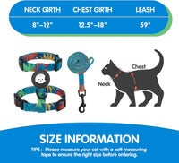 BINGPET Cat Harness with Airtag Holder - Green Leaves (Buckles on Neck & Chest) - image 4