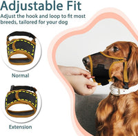 LUCKYPAW Dog Muzzle, Mesh Muzzle for Large Medium Small Dogs, Soft Mouth Guard for Biting Chewing, Breathable Mouth Guard with Adjustable Strap for Training(Brown, XL(Snout:11"-12.25"))