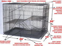 3-Levels Portable Rat Sugar Glider Mouse Small Animal Critter Metal - Black / Small - image 2