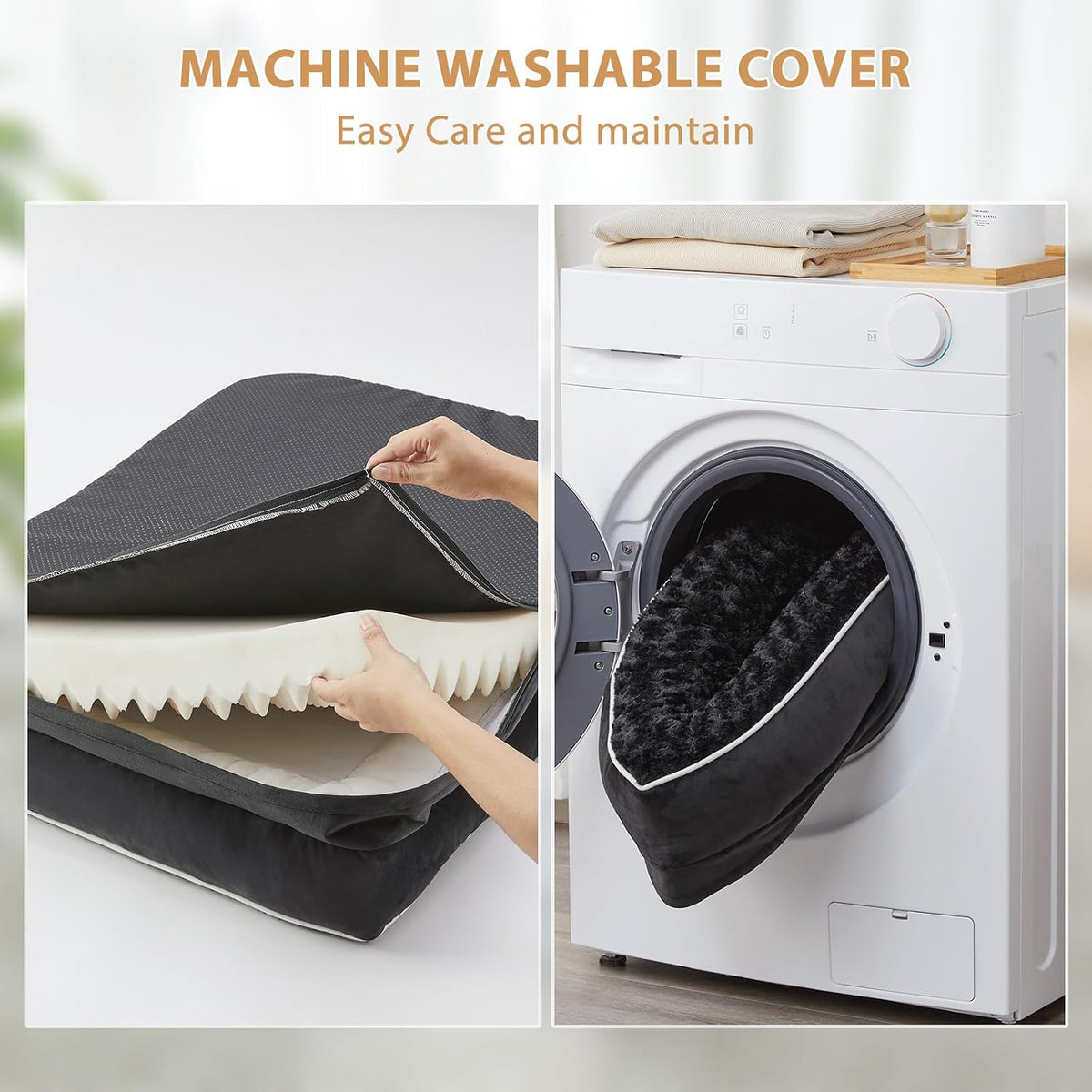 Orthopedic Washable Dog Bed - Black / 42.0"l x 30.0"w x 7.5"th - image 3
