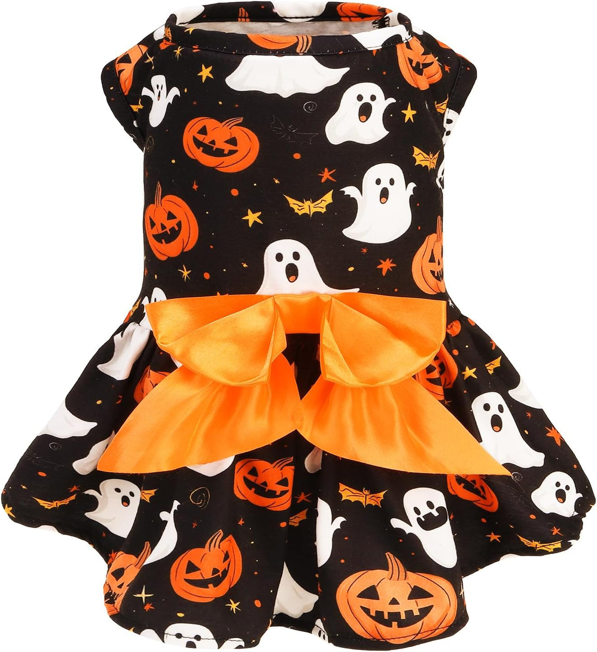 PUPTECK Classic Beige Plaid Dog Dress with Bow Puppy Skirt Clothes M – Essentials for Dogs - Black(Ghost) / X-Small