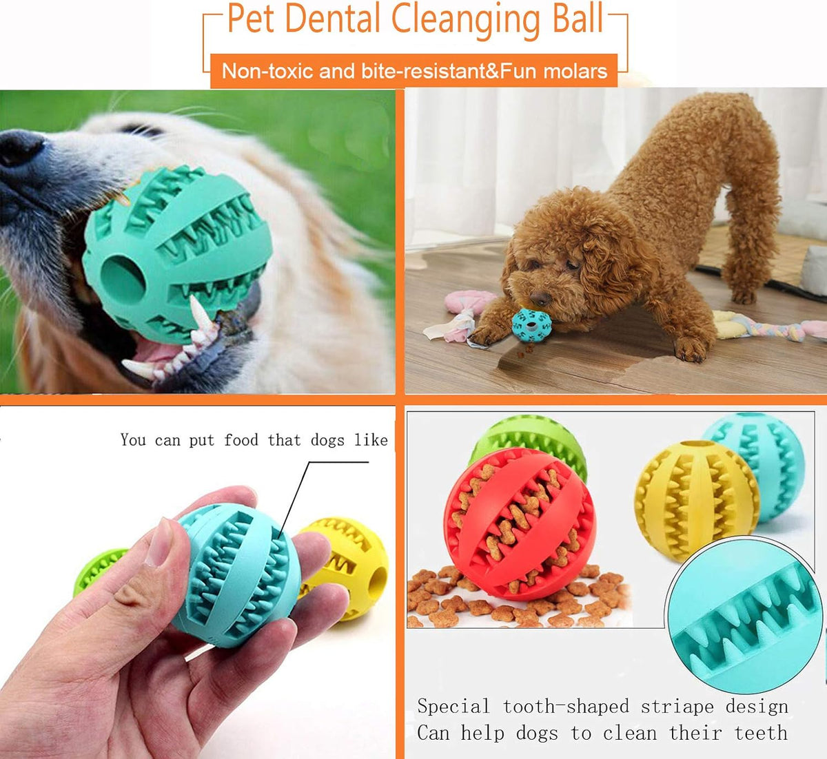 Sunglow 2 Pack Dog Toy Ball – Essentials for Dogs - Blue/Green / 2 in - image 3