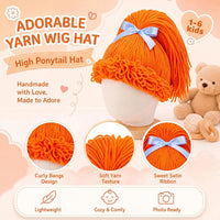 Halloween Cabbage Costume Yarn Wig - Orange 2 / High Ponytail - image 3