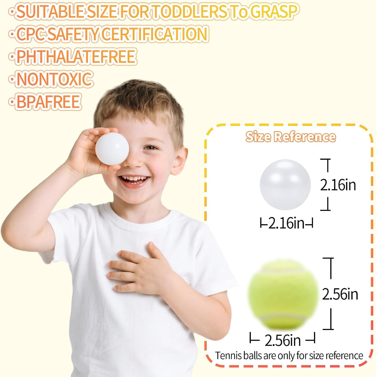 Ball Pit Balls for Kids, Plastic Refill 2.2 Inch Balls - Pear White+Clear - image 4