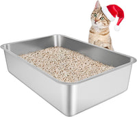 Stainless Steel Cat Litter Box - 19.5"L x 13.5"W / 6" H