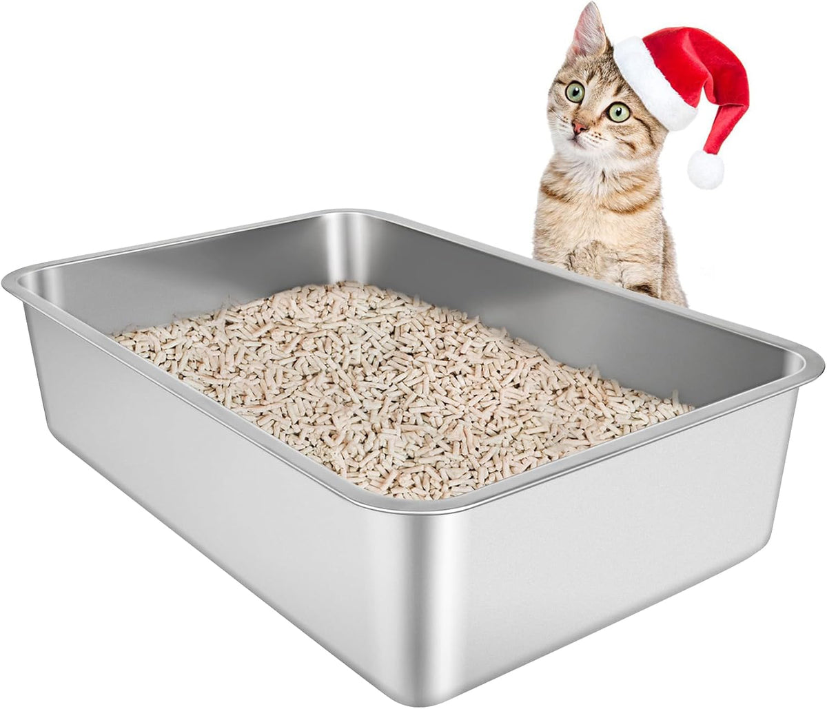 Stainless Steel Cat Litter Box - 19.5"L x 13.5"W / 6" H