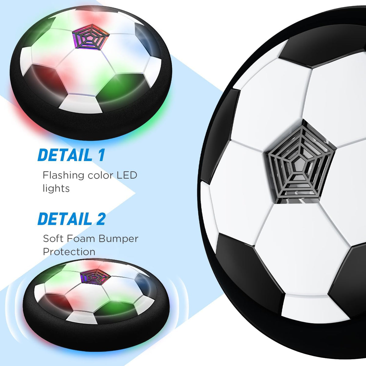Toyk Boy Toys, LED Hover Soccer Ball - Black+black - image 2