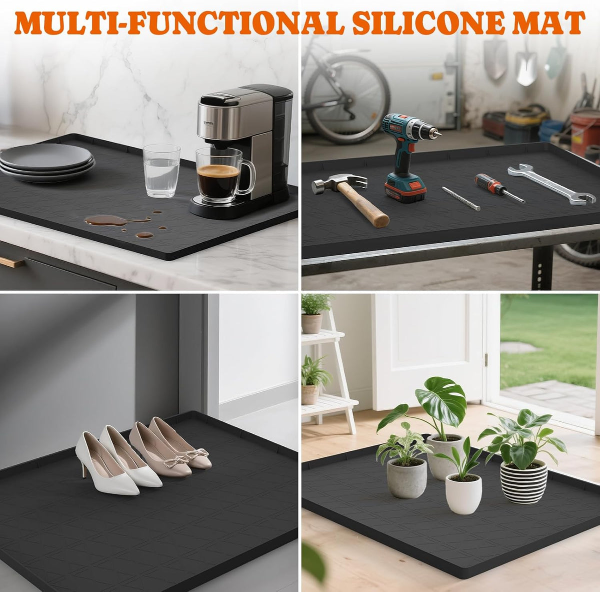 2 Pack Silicone Cat Litter Mat 34 x 22 in, Easy to Clean - Black / 1 Pack - image 4