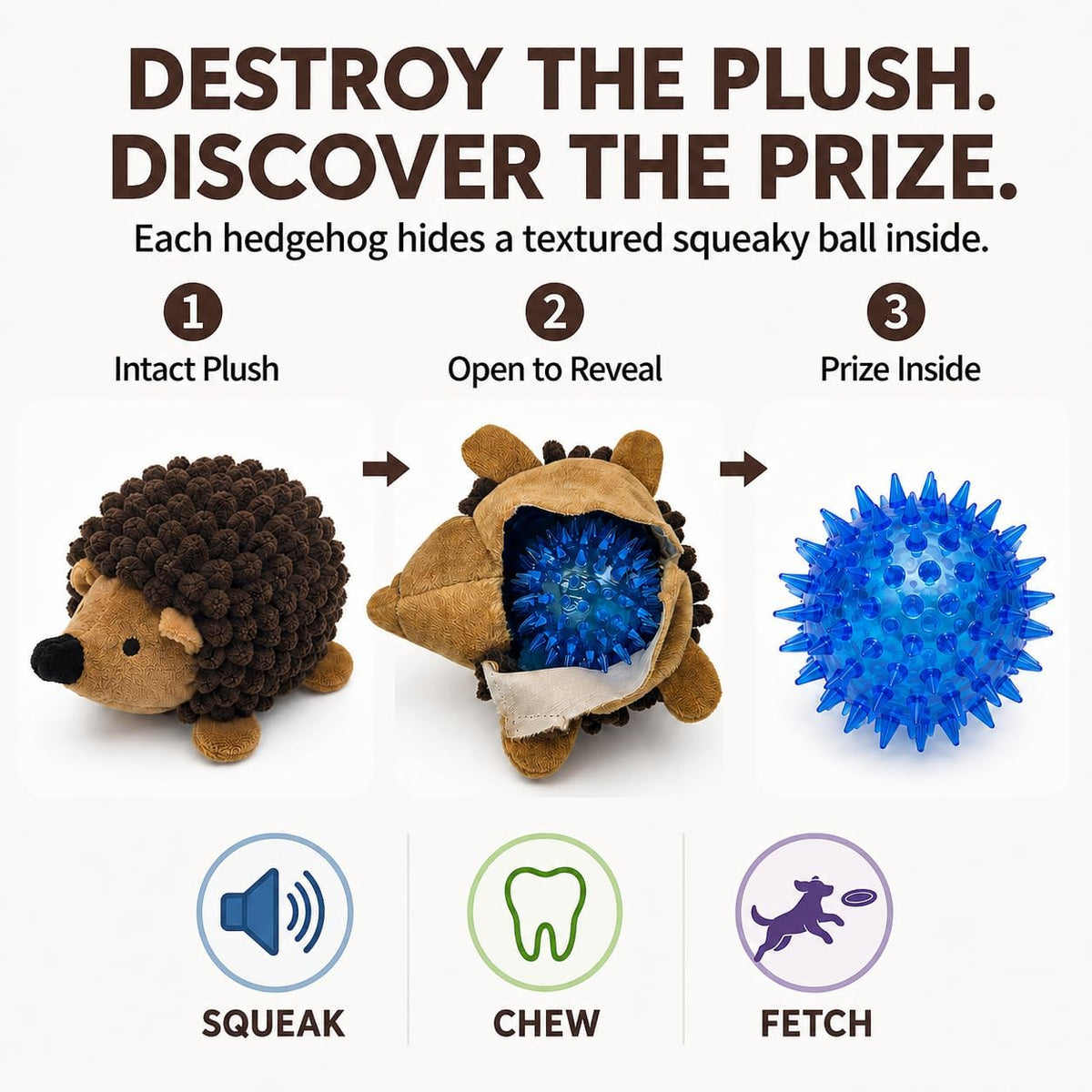 2-in-1 No-Stuffing Hedgehog Dog Toys 3 PCS - Hedgehog dog toys - image 3