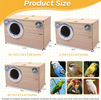 PINVNBY Parakeet Nesting Box Bird House for Cage Wood Mating Box Bird - Wood,M: 7.9*4.7*4.7 inch - image 2