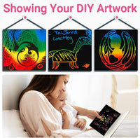ZMLM Scratch Paper Art-Crafts Gift: 2 Pack Rainbow Notebooks Supplies - Yellow - image 3