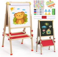 Joyooss Art Easel for Kids Easel for Toddler with Paper roll – Fun for Kids & Family - Foldable Red