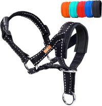 Dog Head Collar, Head Collar with Reflective Strap to Stop Pulling for Small Medium and Large Dogs - M / Black