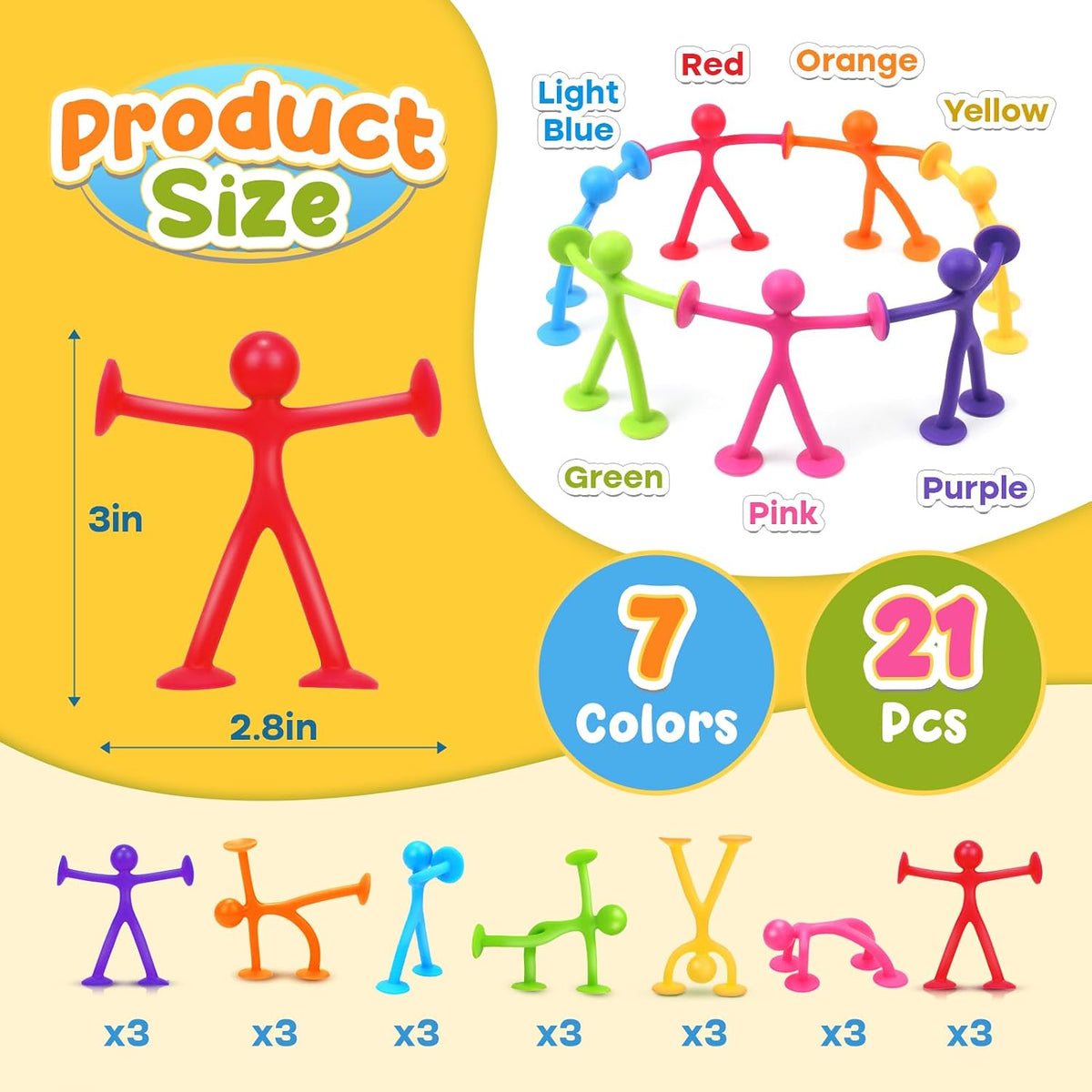 OleOletOy Suction Fidget Toys for Kids: 21 Pack Stretchy Sensory Toys – Fun for Kids & Family - 21 Pack - image 3