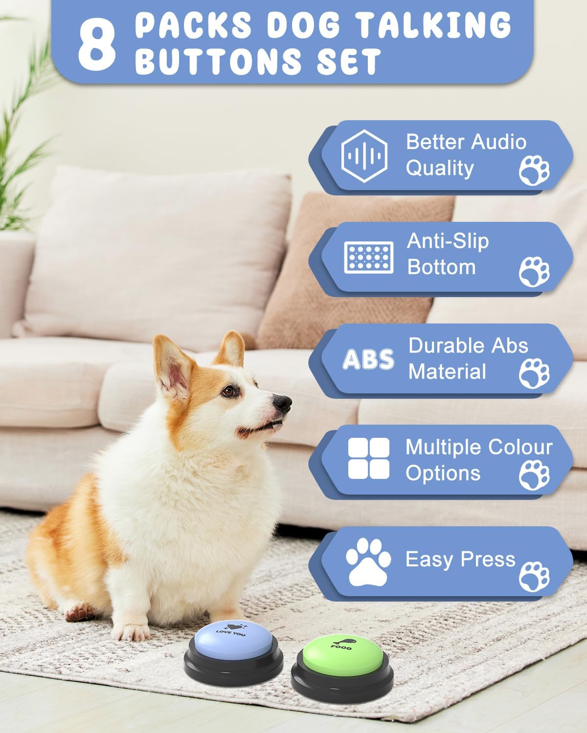 Dog Buttons for Communication - A-8 Pack - image 3