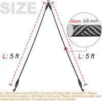 5 FT Double Dog Leash Coupler Extension Rope for Two Dogs Walking – Essentials for Dogs - 3/8"D x 5ft / Black - image 3