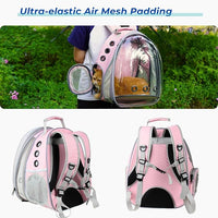 Lollimeow Cat Carrier Backpack, Bubble Expandable Backpack Carrier, Pets and Small Dogs,Airline-Approved, Designed for Travel, Hiking, Walking & Outdoor Use (Front Expandable-Pink)