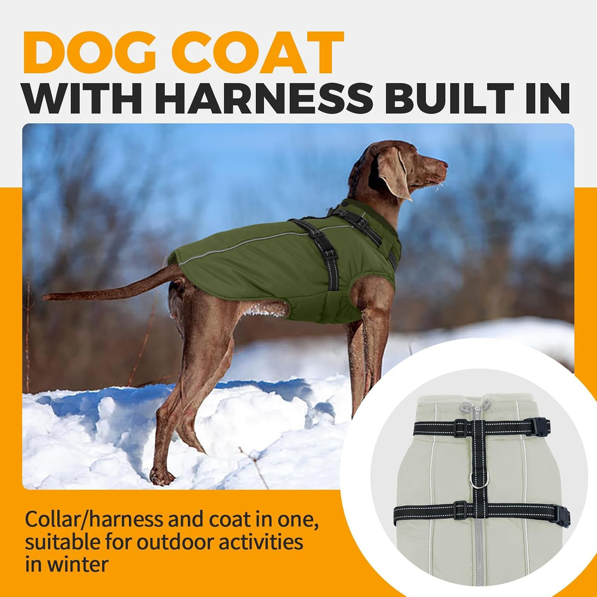 Dog Coat for Large Dogs Waterproof Dog Jacket with Harness Built in – Essentials for Dogs - X-Large / Army Green - image 2